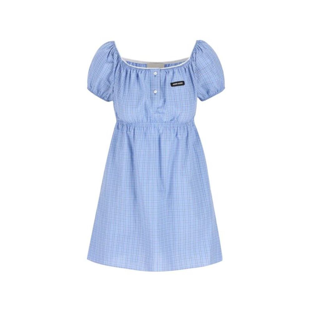 Plaid-Pattern Popeline Mini Dress Women